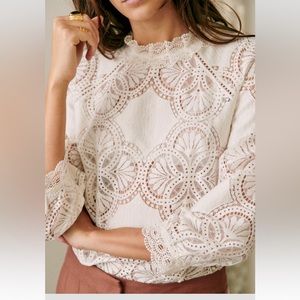 Sézane Bianca Blouse, Ecru size 8 US (40)